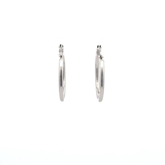 18K White Gold Earrings Hoops Loops 1.35 grams - Picture 1 of 9